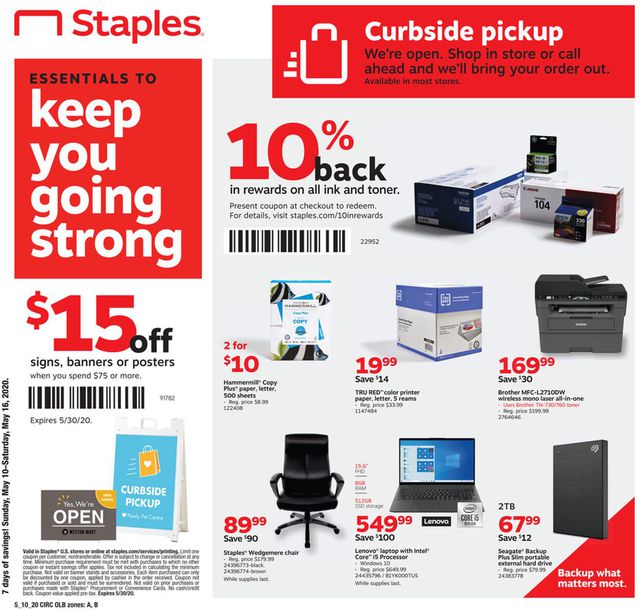 Staples Ad from 05/10/2020