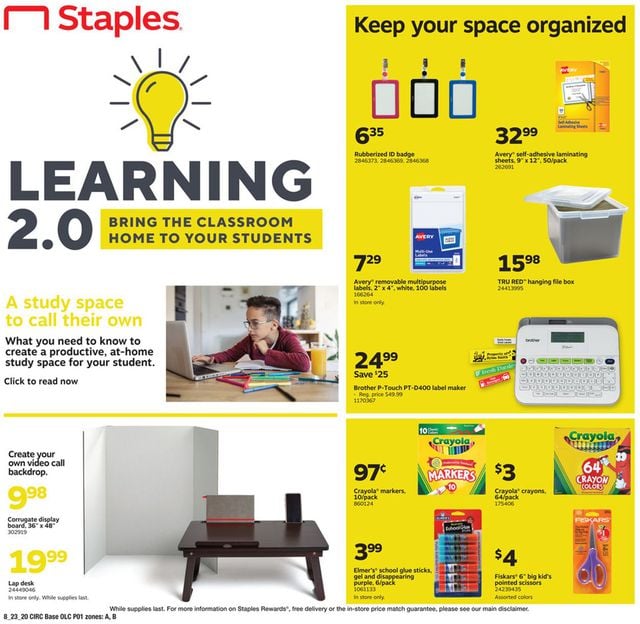 Staples Ad from 08/23/2020