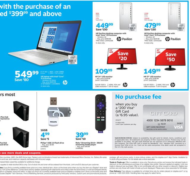 Staples Ad from 08/30/2020