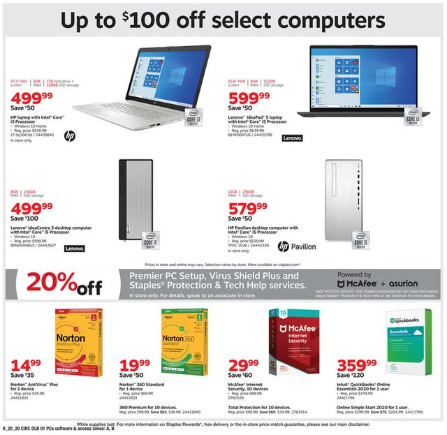 Staples Ad from 09/20/2020