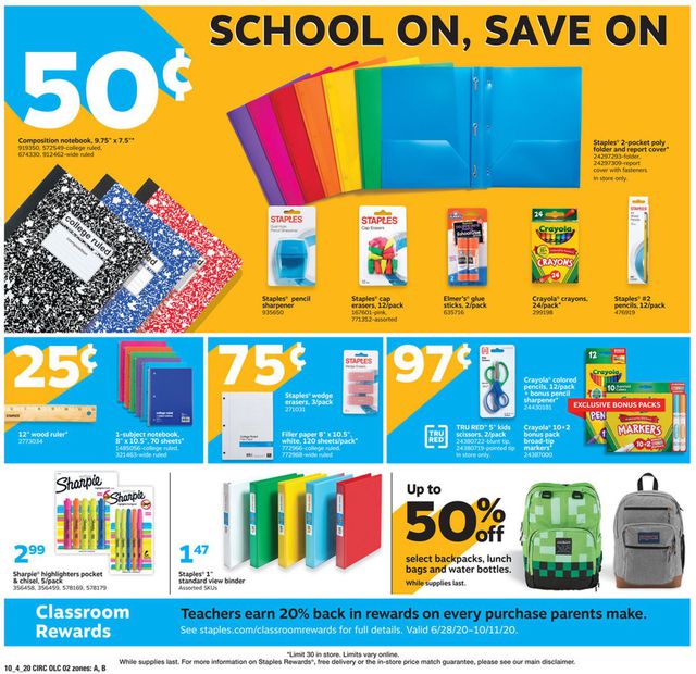 Staples Ad from 10/04/2020