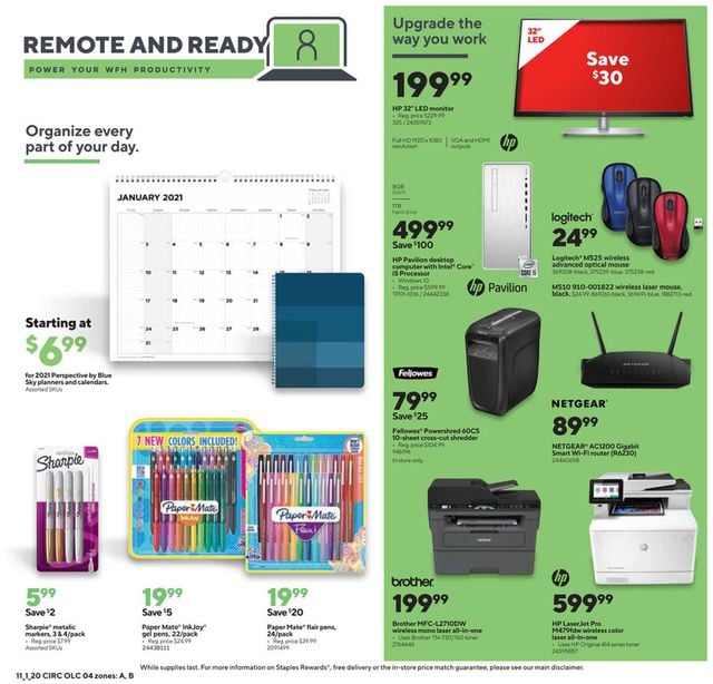 Staples Ad from 11/01/2020