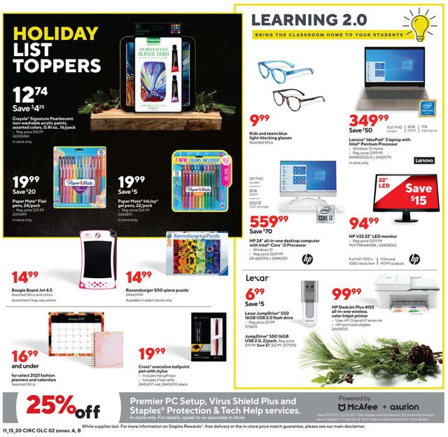 Staples Ad from 11/15/2020