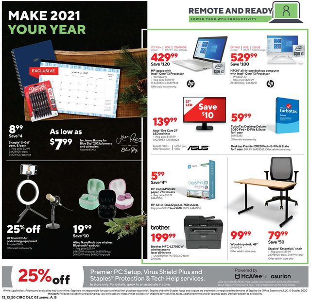 Staples Ad from 12/13/2020