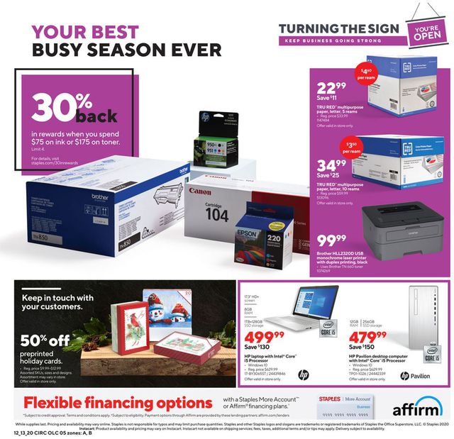 Staples Ad from 12/13/2020