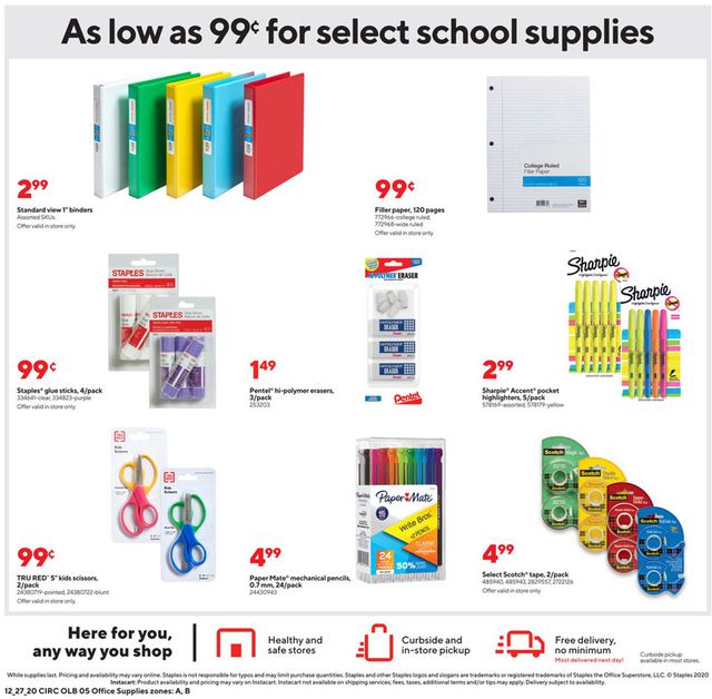 Staples Ad from 12/27/2020
