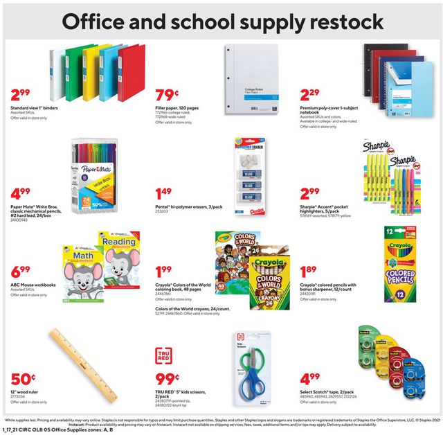 Staples Ad from 01/17/2021