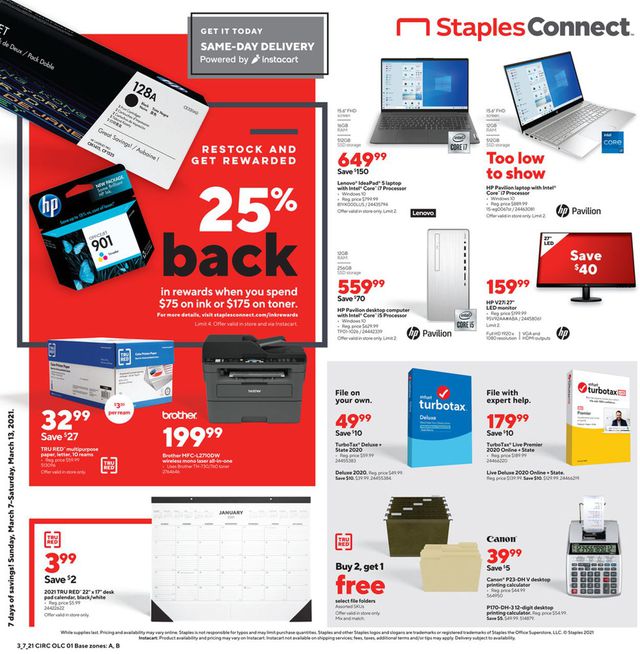 Staples Ad from 03/07/2021