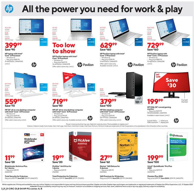 Staples Ad from 03/21/2021