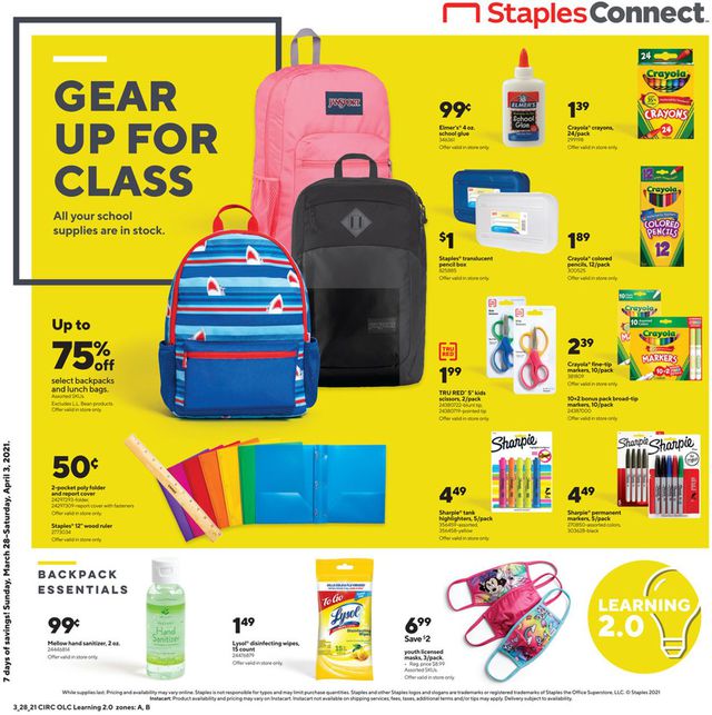 Staples Ad from 03/28/2021