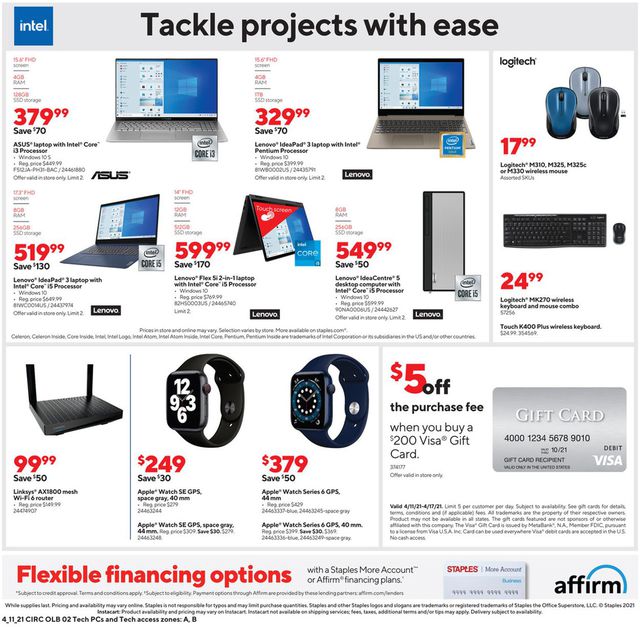 Staples Ad from 04/11/2021