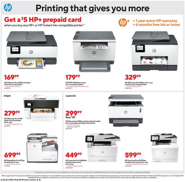 Staples Ad from 04/18/2021