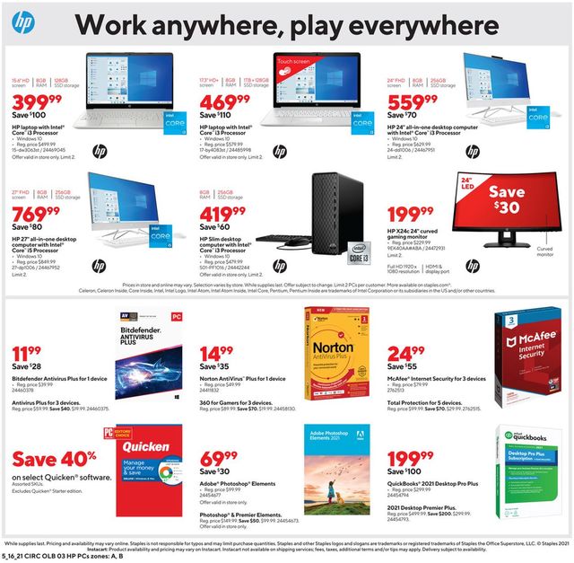 Staples Ad from 05/16/2021