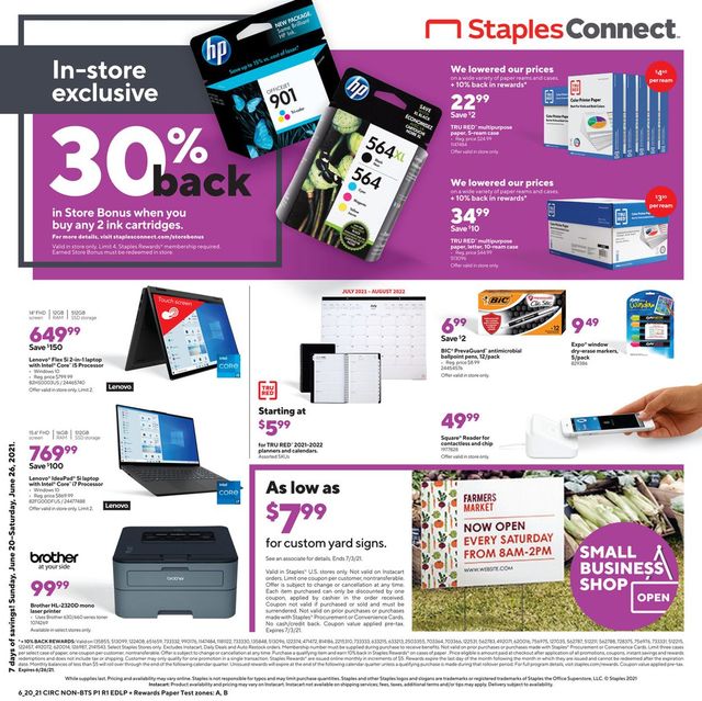 Staples Ad from 06/20/2021