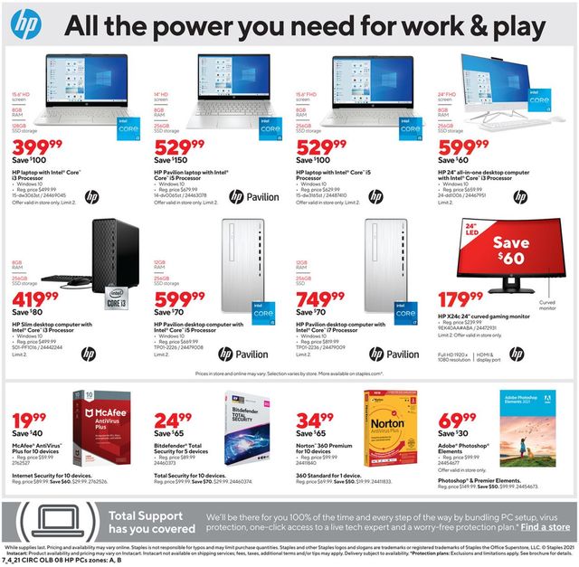 Staples Ad from 07/11/2021