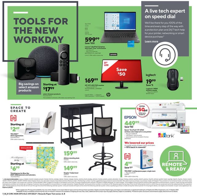 Staples Ad from 07/18/2021