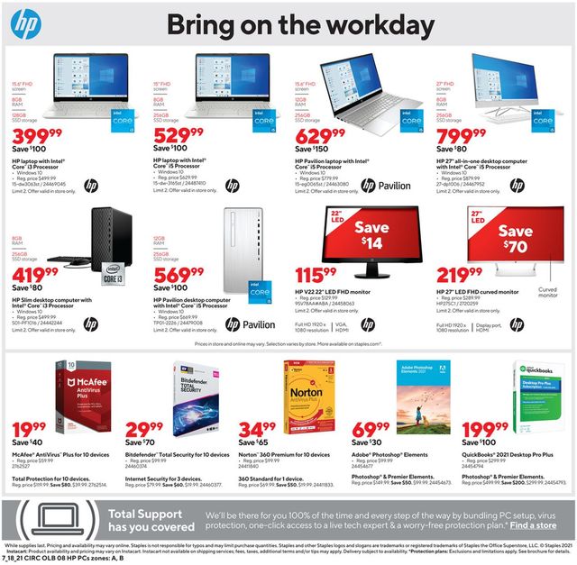 Staples Ad from 07/18/2021