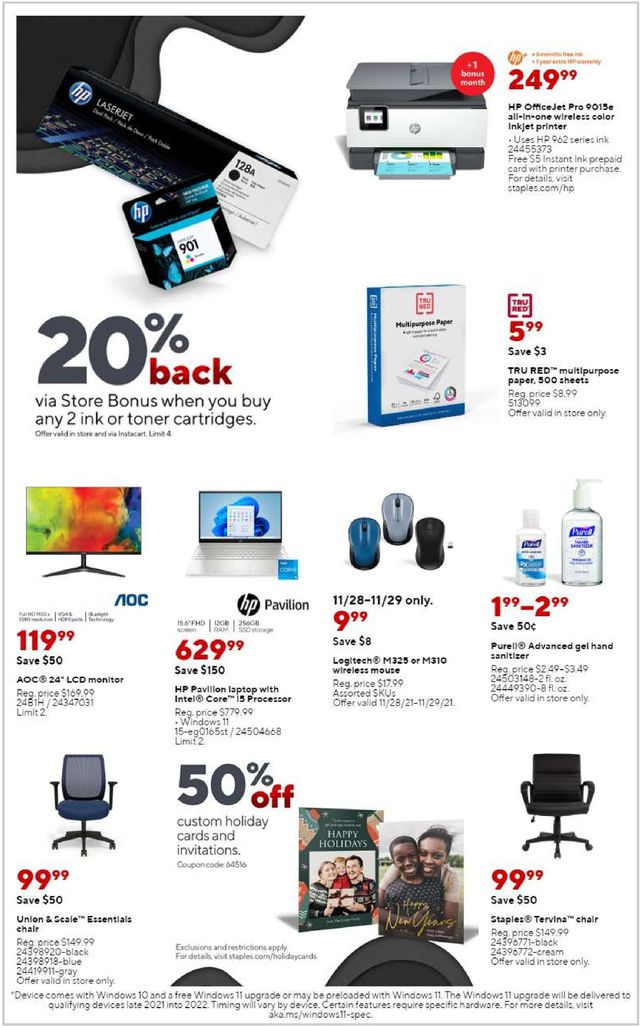 Staples Ad from 11/28/2021