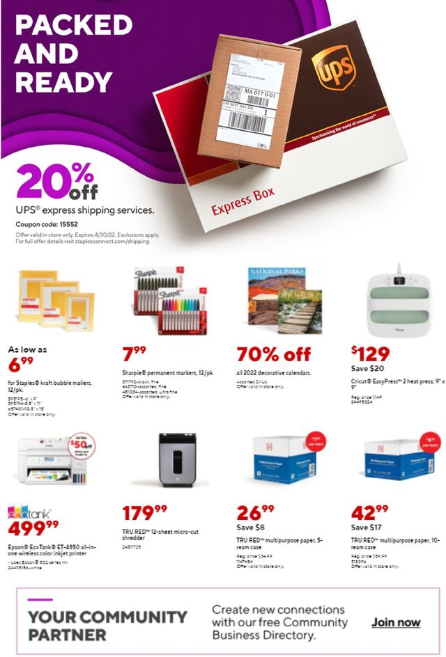 Staples Ad from 03/13/2022