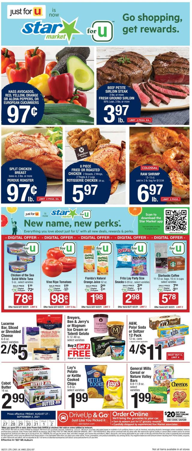 Star Market Ad from 08/27/2021