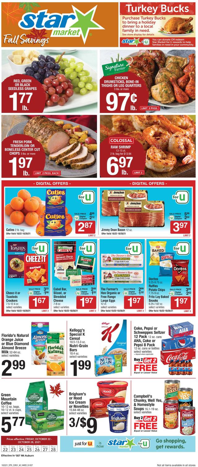 Star Market Ad from 10/22/2021