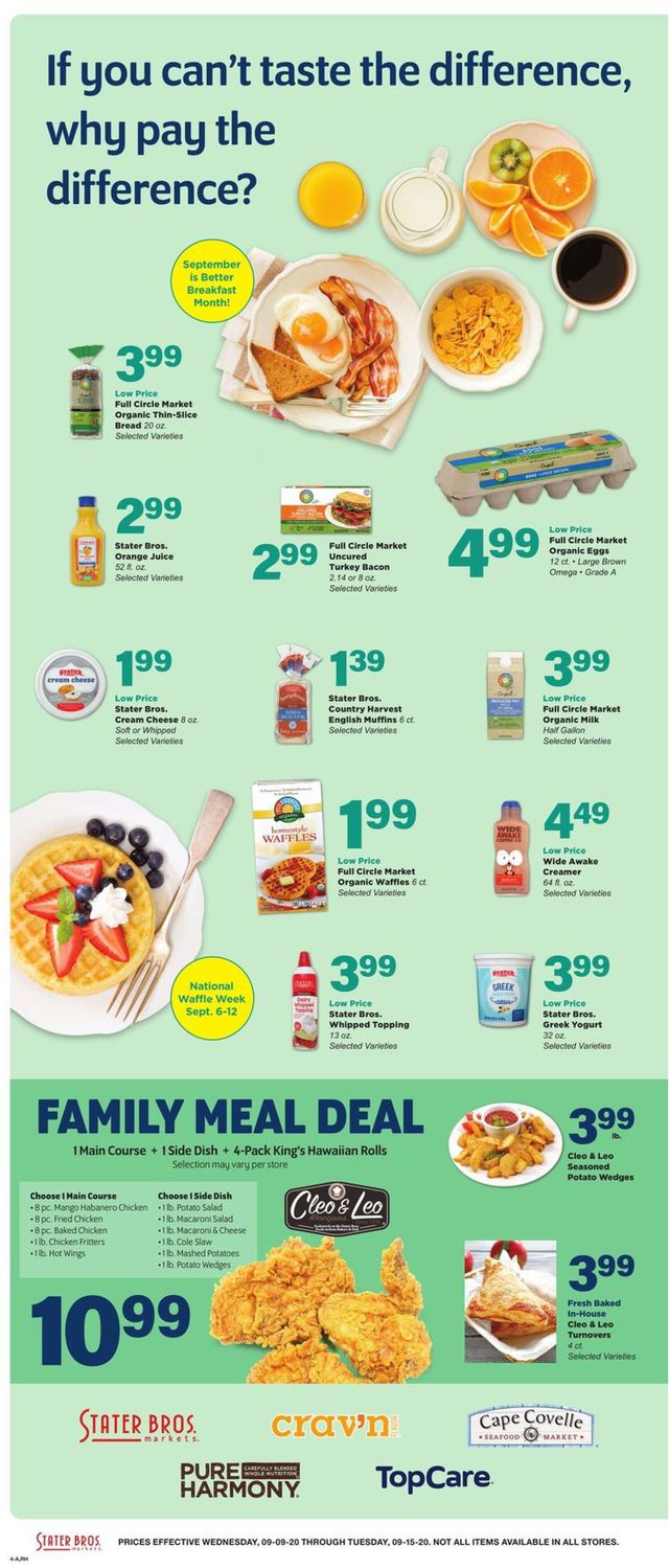 Stater Bros. Ad from 09/09/2020