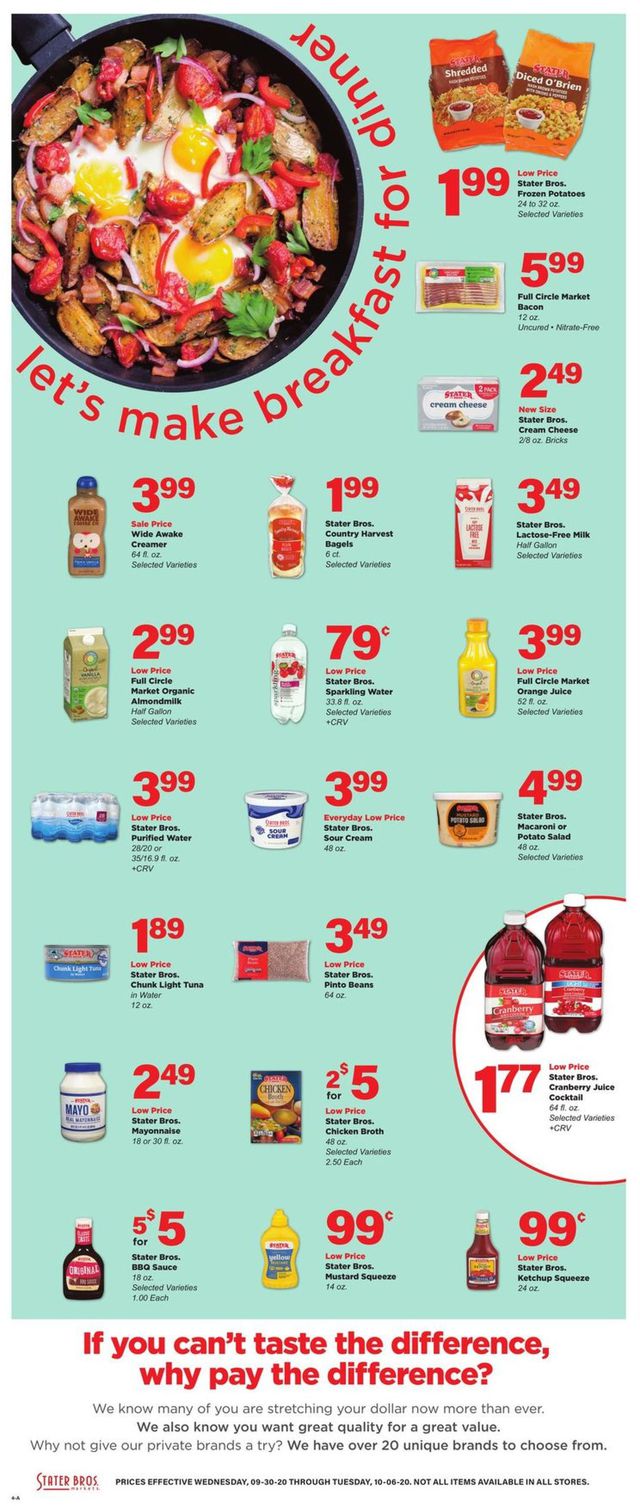 Stater Bros. Ad from 09/30/2020