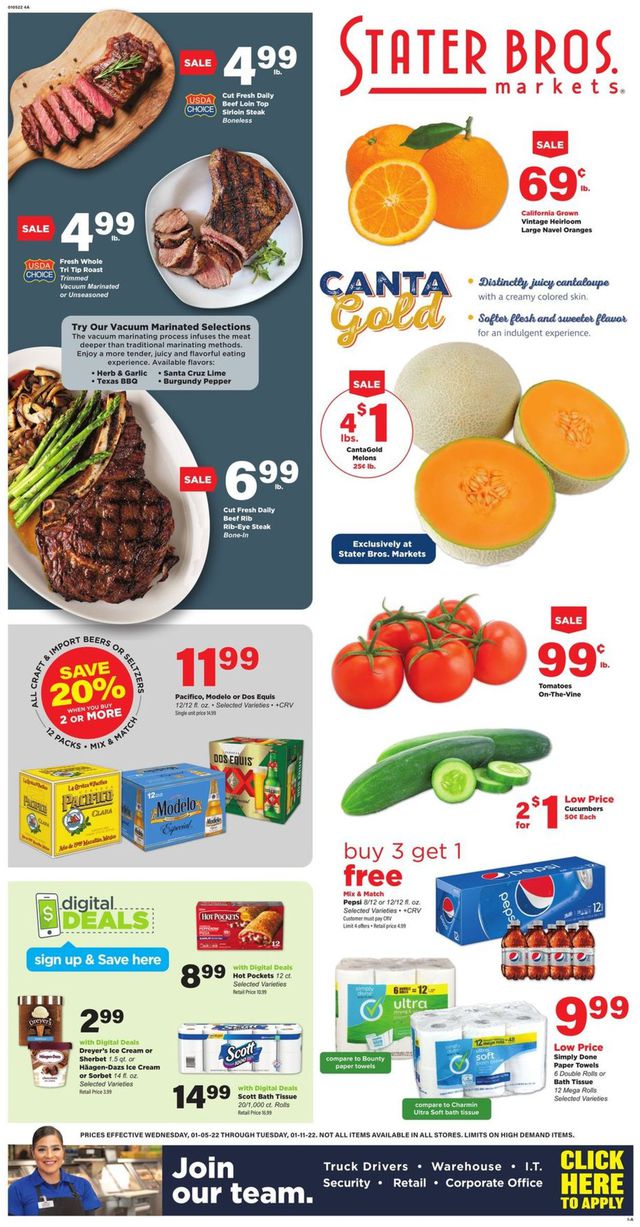 Stater Bros. Ad from 01/05/2022