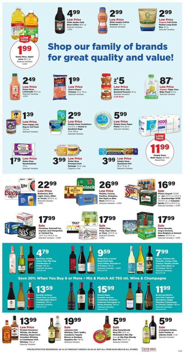 Stater Bros. Ad from 09/14/2022