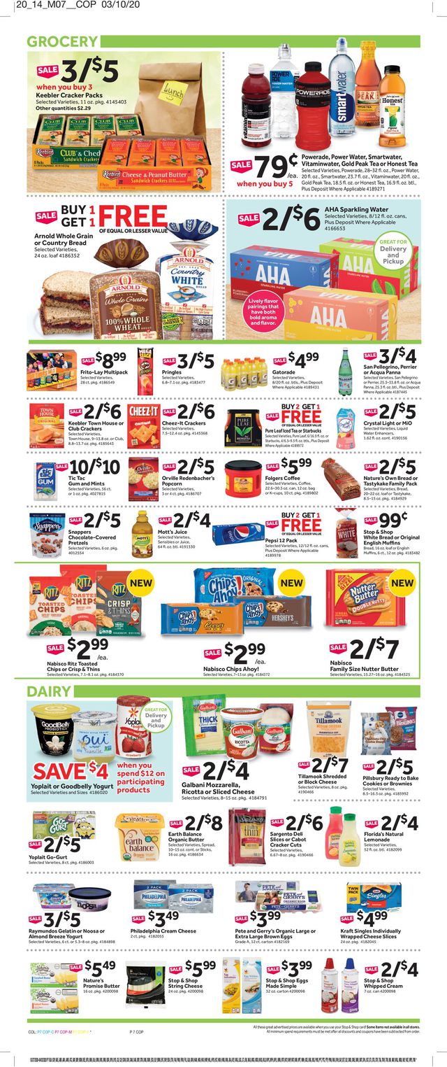 Stop and Shop Ad from 03/27/2020