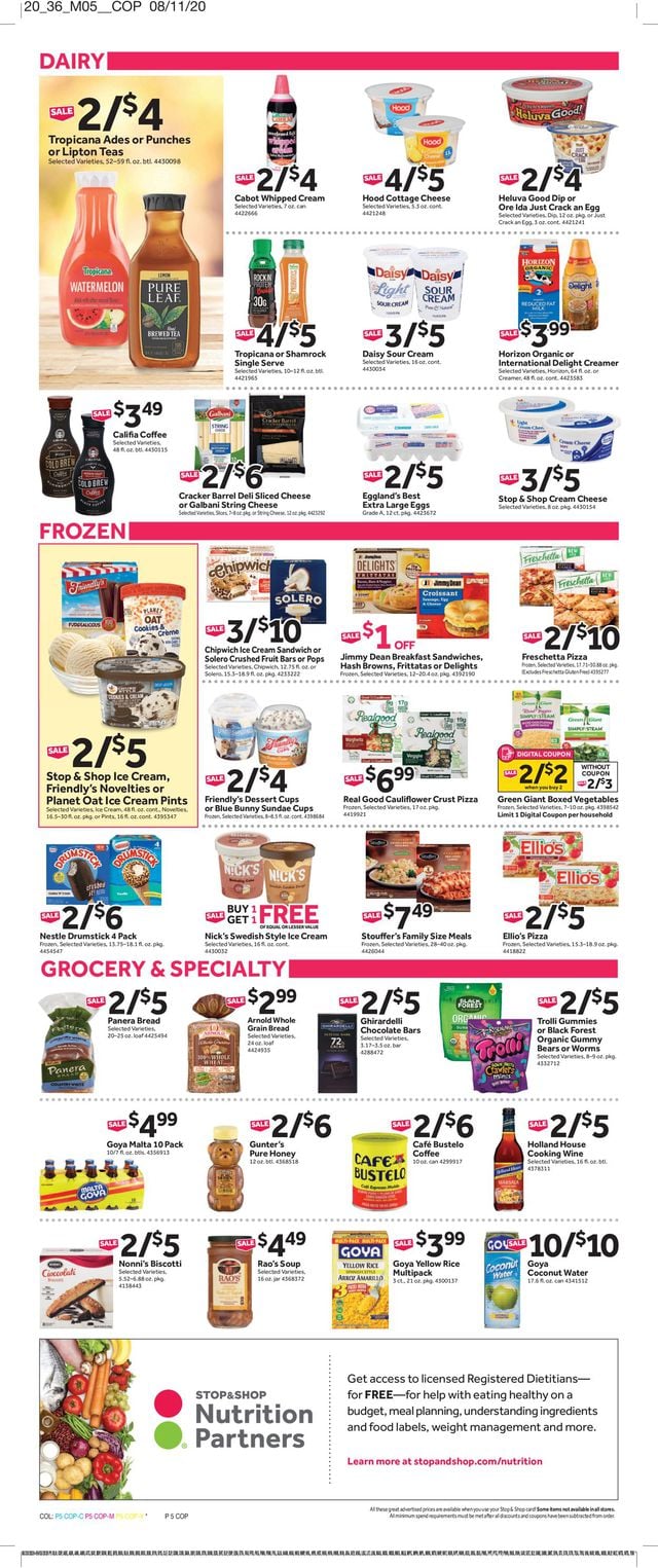 Stop and Shop Ad from 08/28/2020