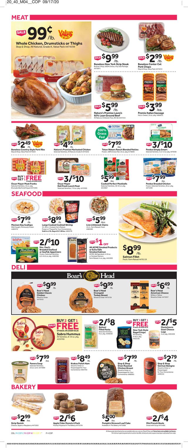 Stop and Shop Ad from 09/25/2020