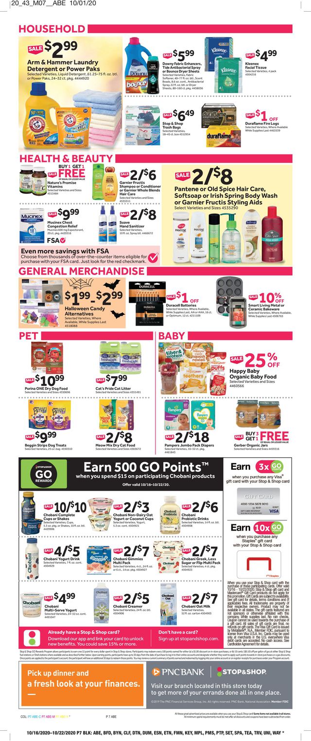 Stop and Shop Ad from 10/16/2020