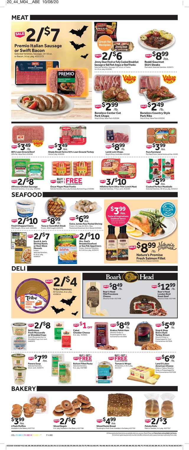 Stop and Shop Ad from 10/23/2020