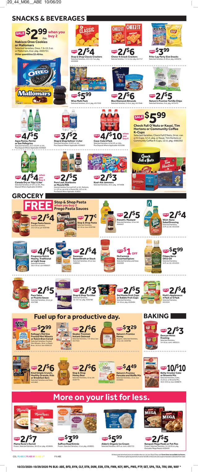 Stop and Shop Ad from 10/23/2020