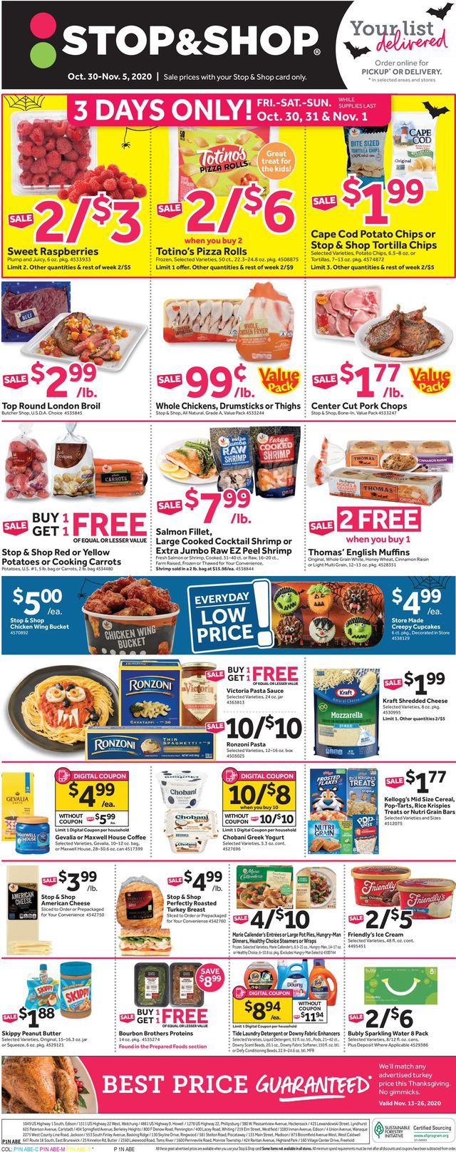 Stop and Shop Ad from 10/30/2020