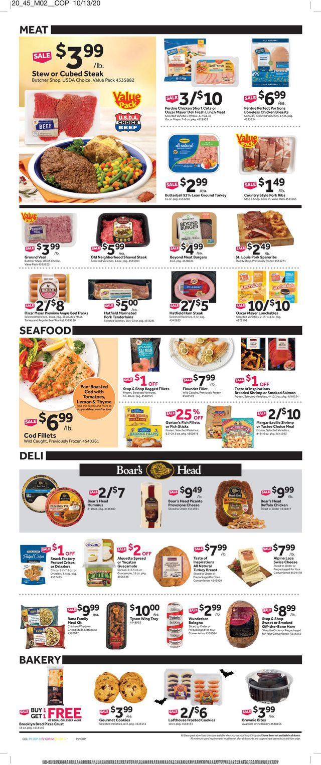 Stop and Shop Ad from 10/30/2020