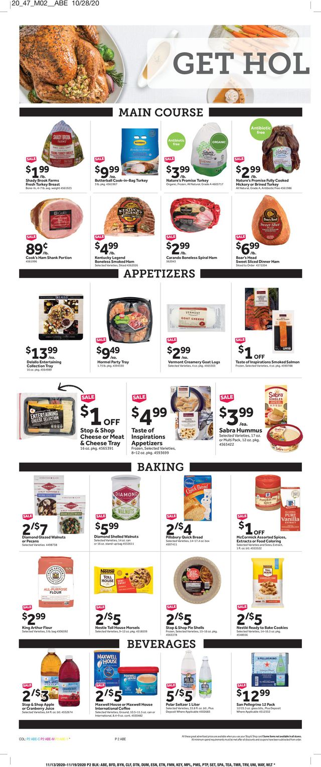 Stop and Shop Ad from 11/13/2020