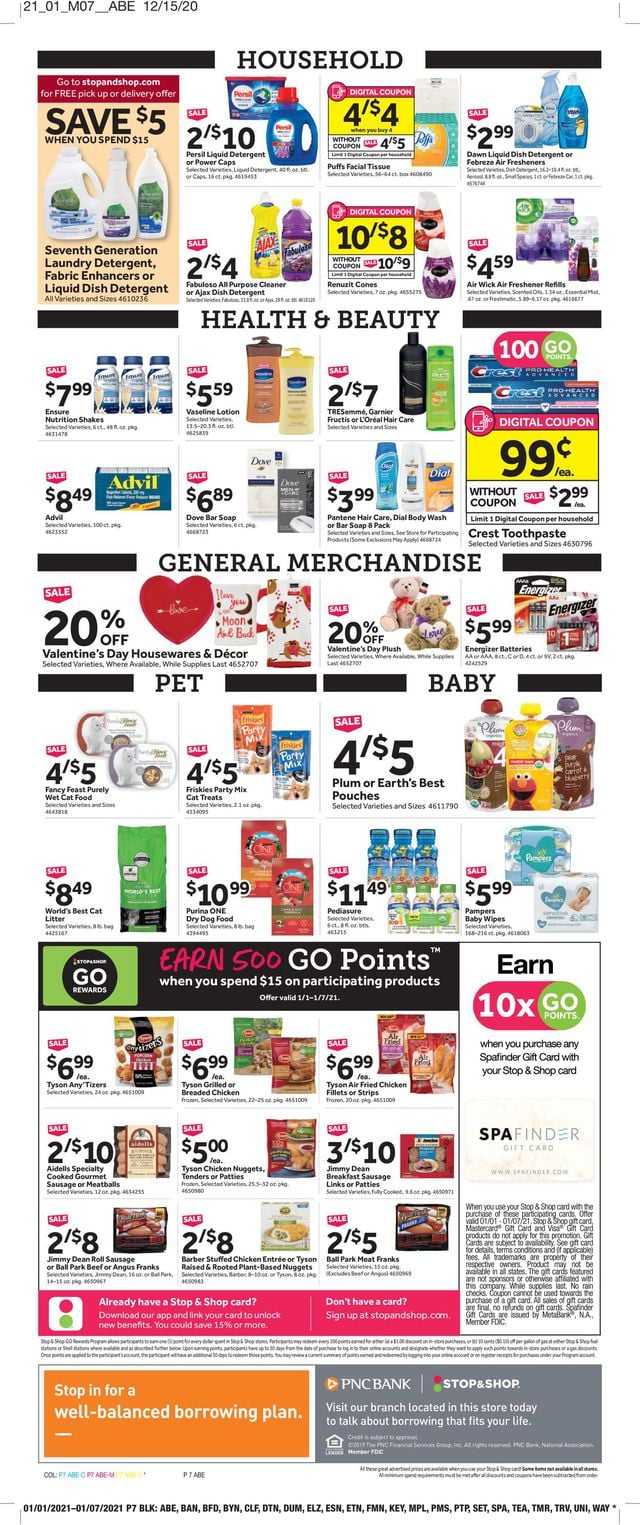 Stop and Shop Ad from 01/01/2021
