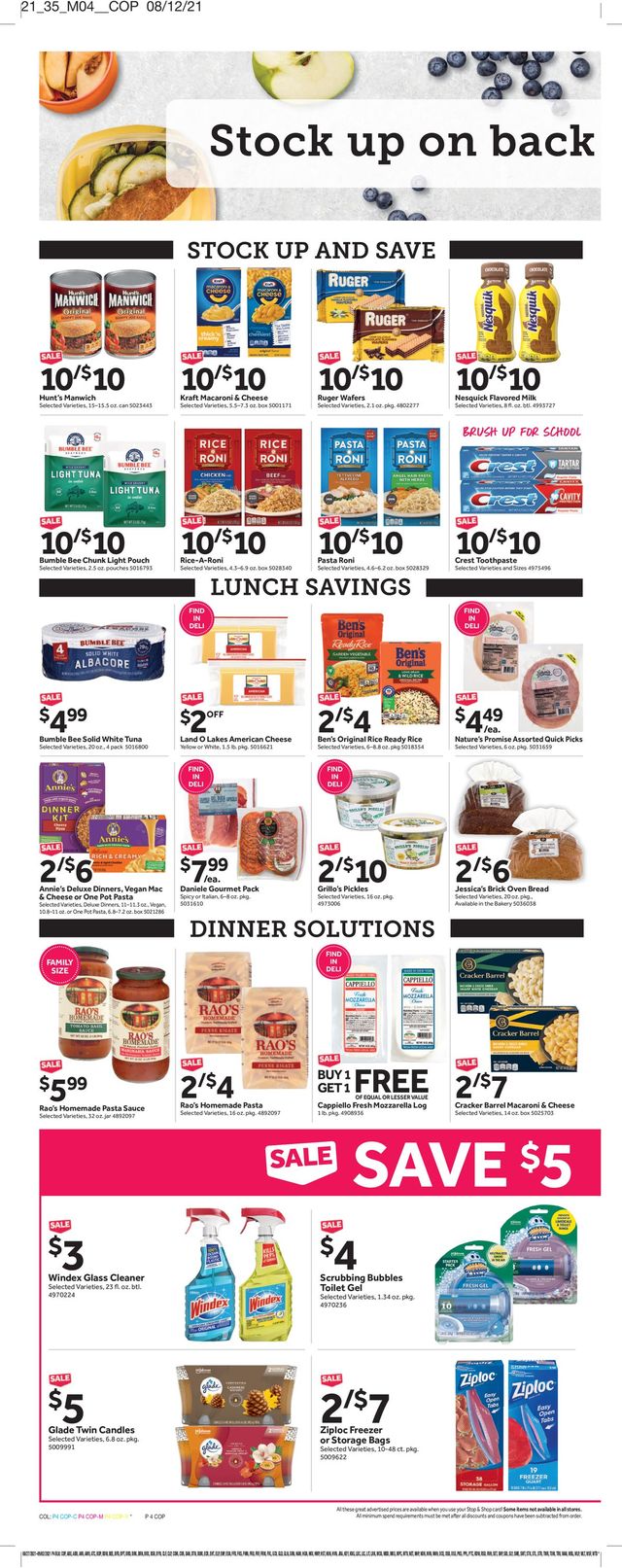 Stop and Shop Ad from 08/27/2021