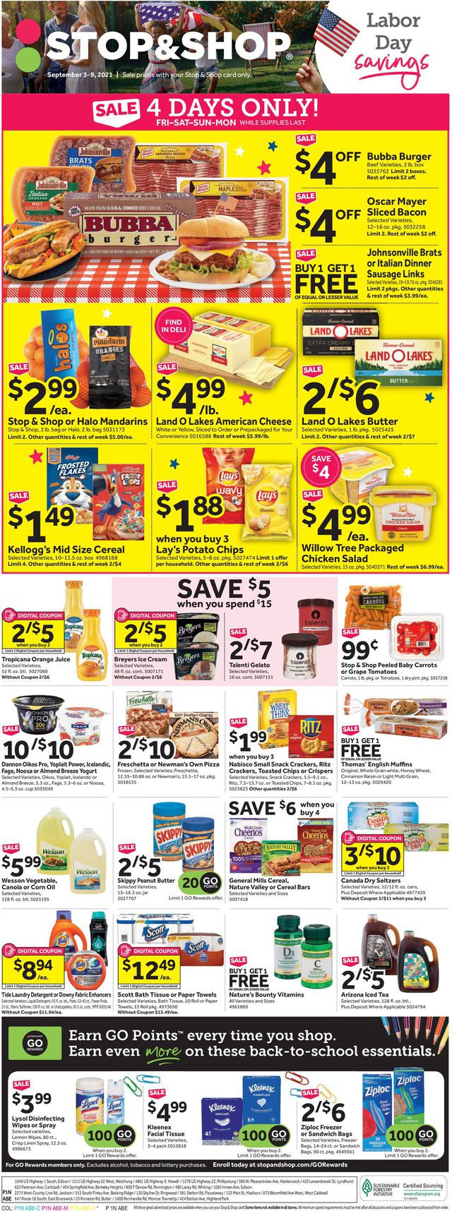 Stop and Shop Ad from 09/03/2021