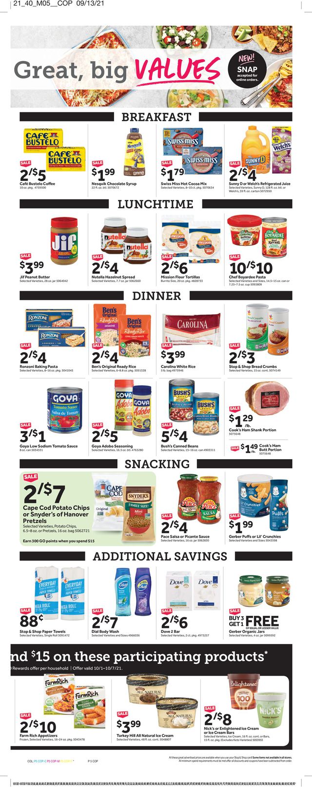 Stop and Shop Ad from 10/01/2021