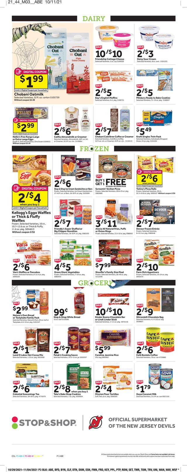 Stop and Shop Ad from 10/29/2021