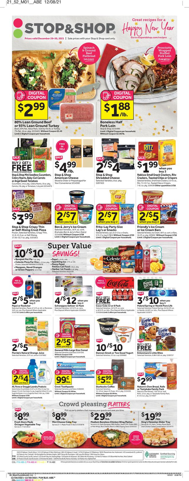 Stop and Shop Ad from 12/26/2021