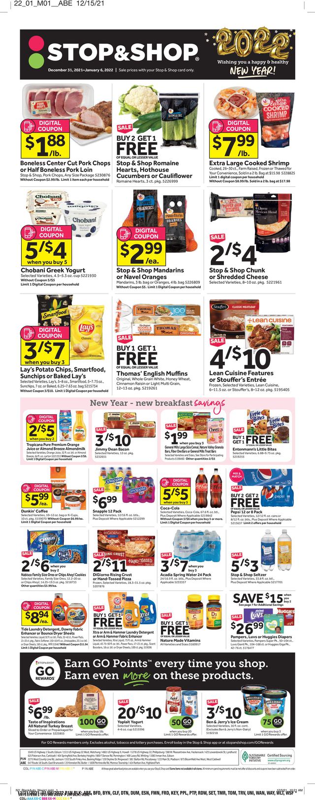 Stop and Shop Ad from 12/31/2021
