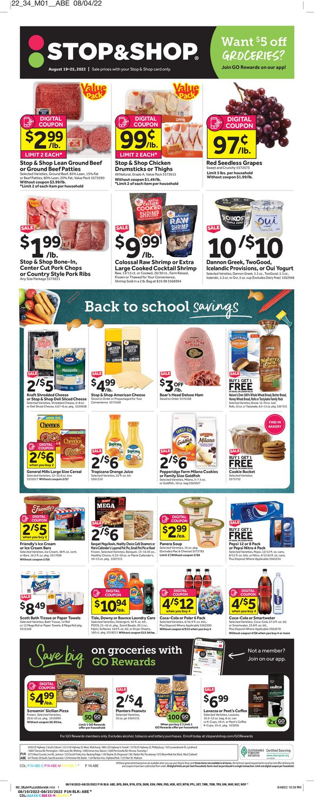 Stop and Shop Ad from 08/19/2022