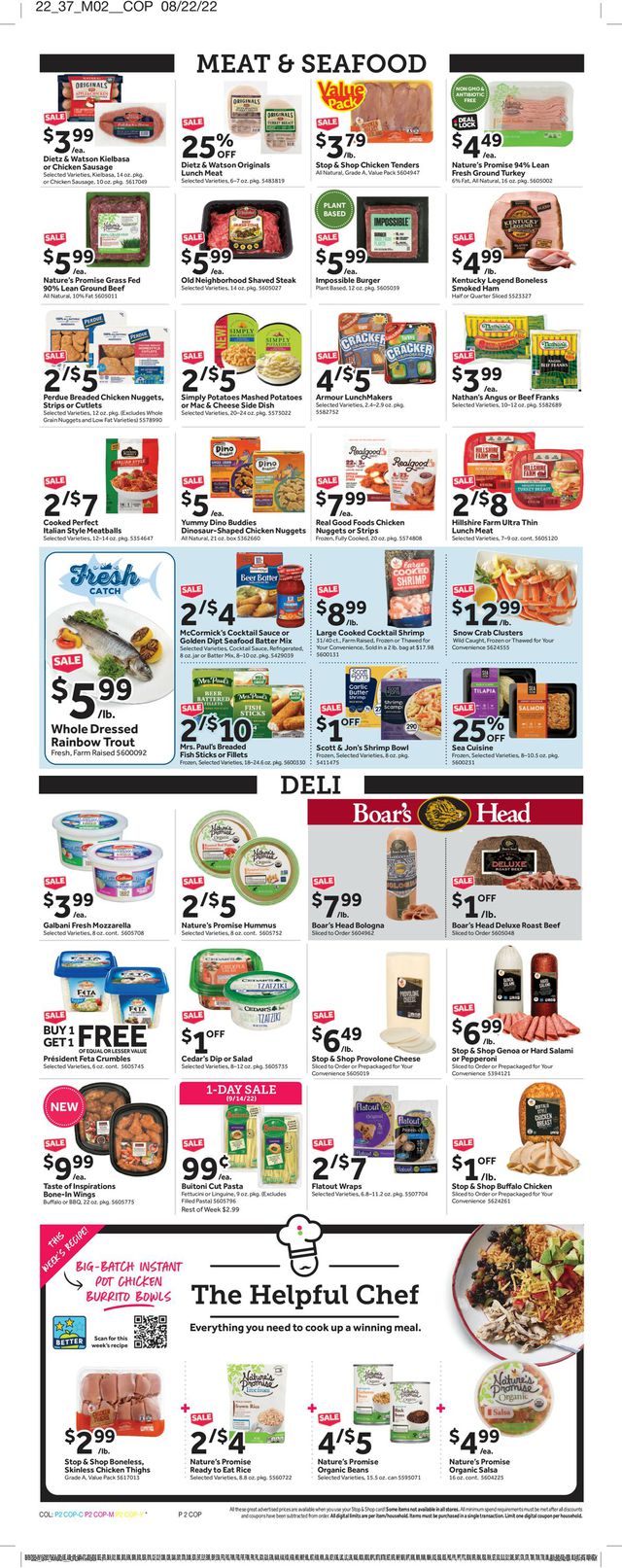 Stop and Shop Ad from 09/09/2022