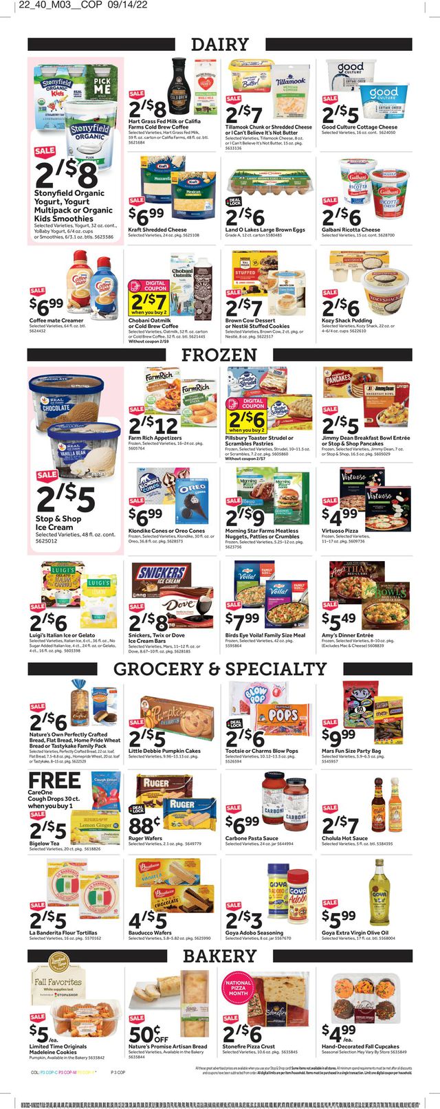 Stop and Shop Ad from 09/30/2022