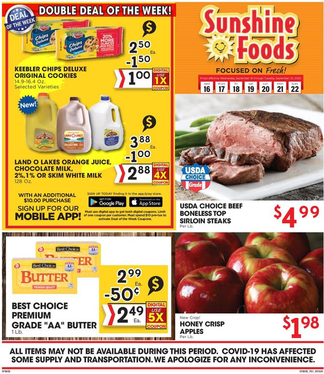 Sunshine Foods Ad from 09/16/2020