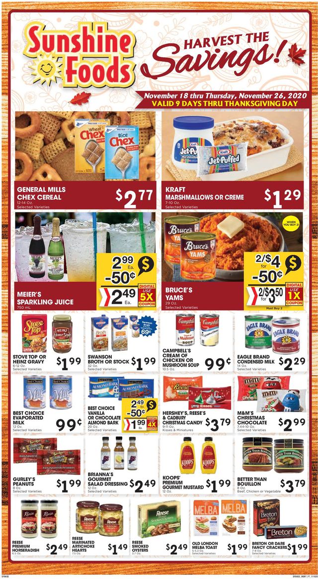 Sunshine Foods Ad from 11/18/2020